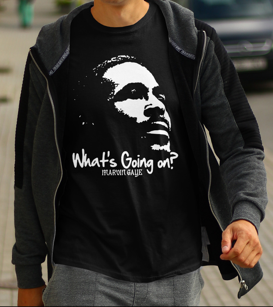 Marvin Gaye What's Going On 1971 Album Cover Art Iconic Black And White Silhouette T-Shirt