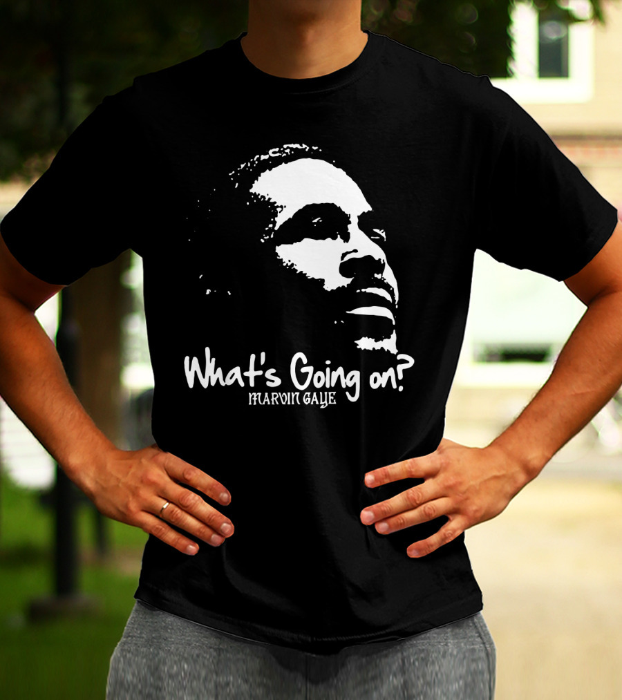 Marvin Gaye What's Going On 1971 Album Cover Art Iconic Black And White Silhouette T-Shirt