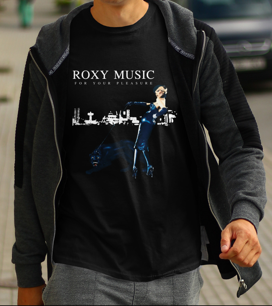 Roxy Music For Your Pleasure Album Cover With Lady And Panther City Skyline T-Shirt