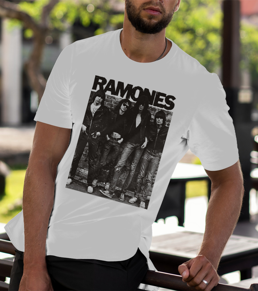 Ramones Black And White Band Photo Iconic Punk Rock Group T-Shirt