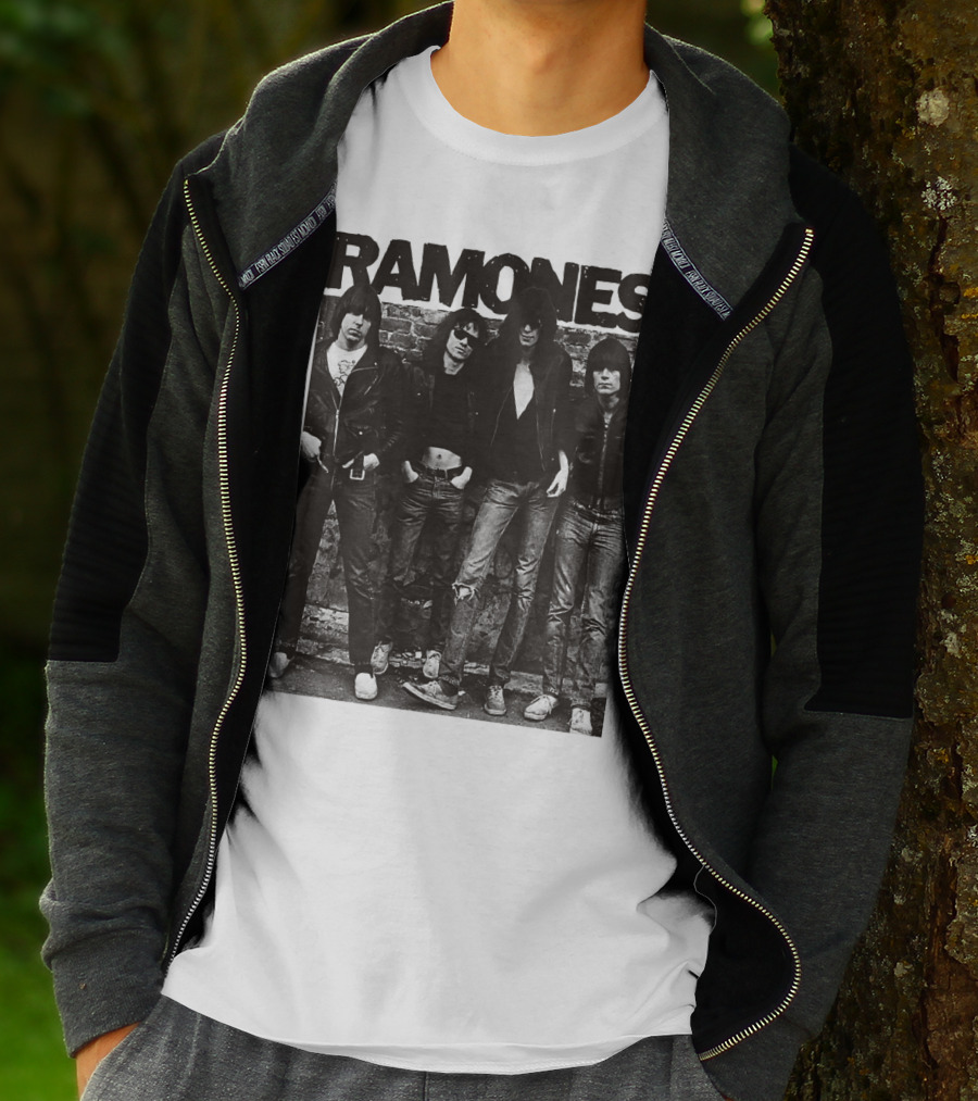 Ramones Black And White Band Photo Iconic Punk Rock Group T-Shirt