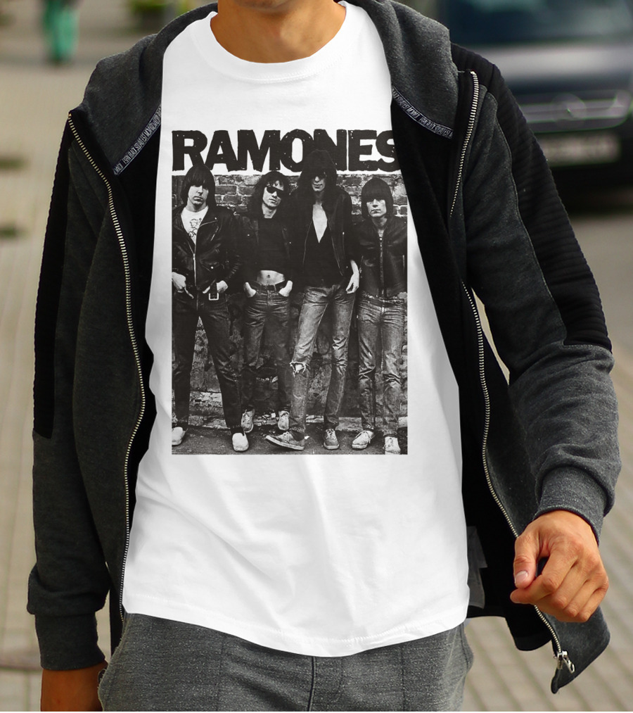 Ramones Black And White Band Photo Iconic Punk Rock Group T-Shirt