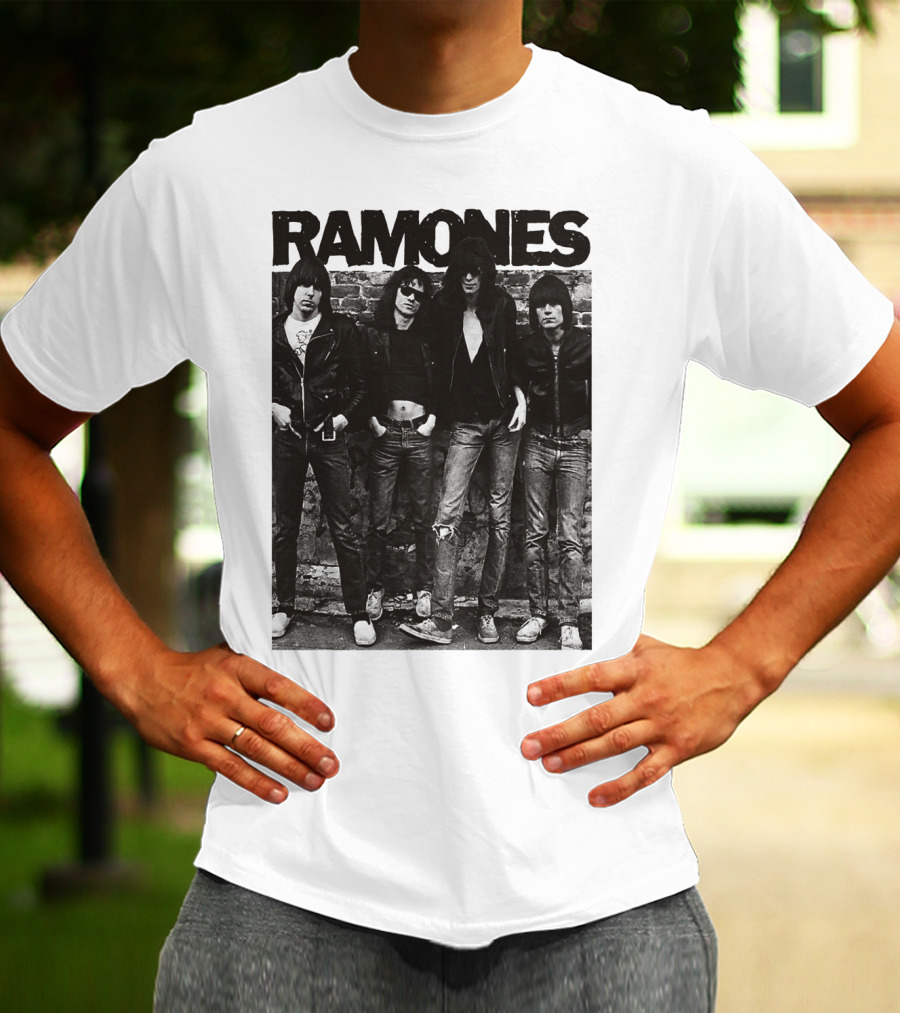 Ramones Black And White Band Photo Iconic Punk Rock Group T-Shirt