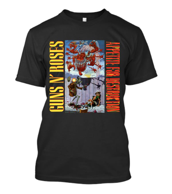 Guns N' Roses Appetite For Destruction Album Cover Art Vintage Style T-Shirt