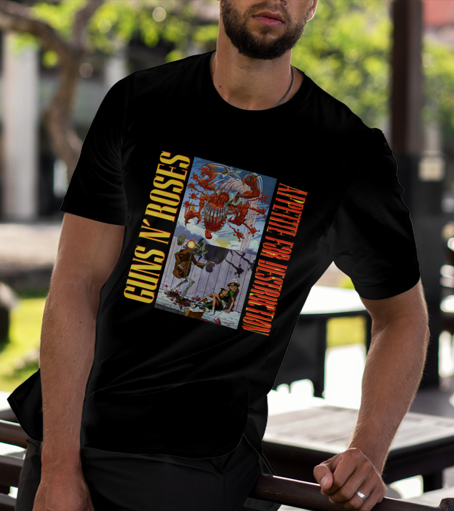 Guns N' Roses Appetite For Destruction Album Cover Art Vintage Style T-Shirt