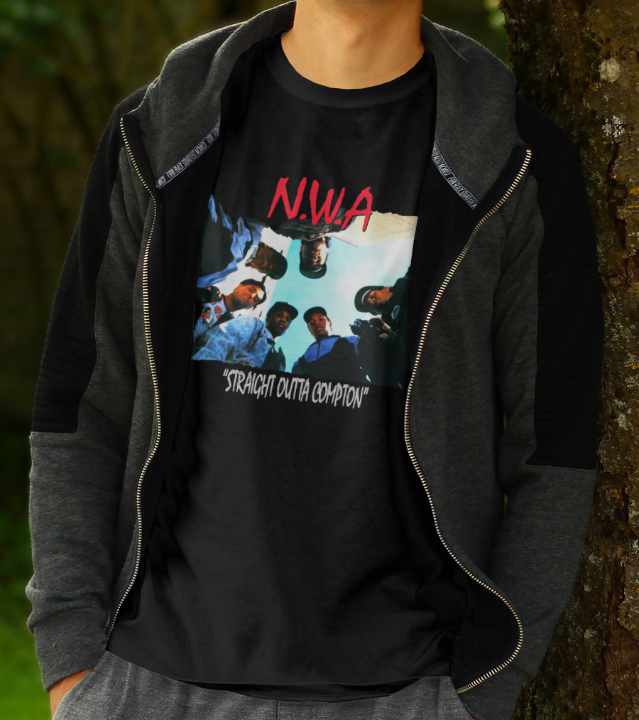 N.w.a Straight Outta Compton Black Crew Portrait 90S Style T-Shirt