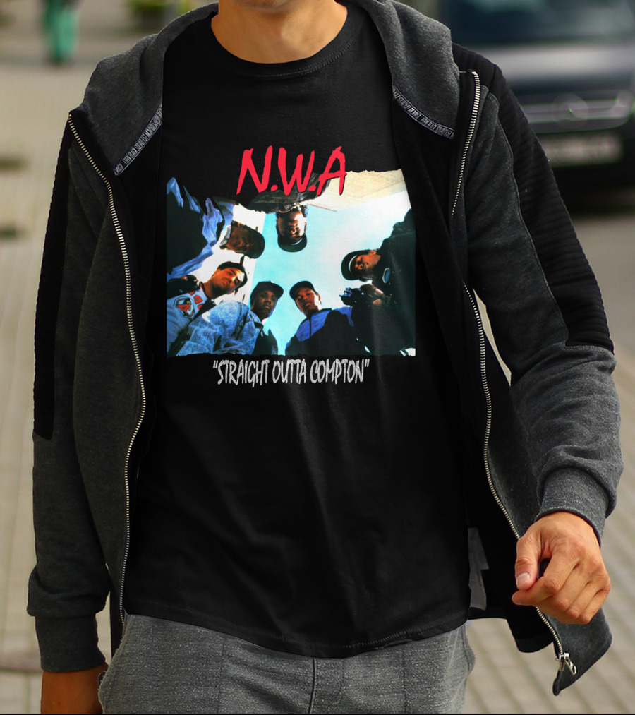 N.w.a Straight Outta Compton Black Crew Portrait 90S Style T-Shirt