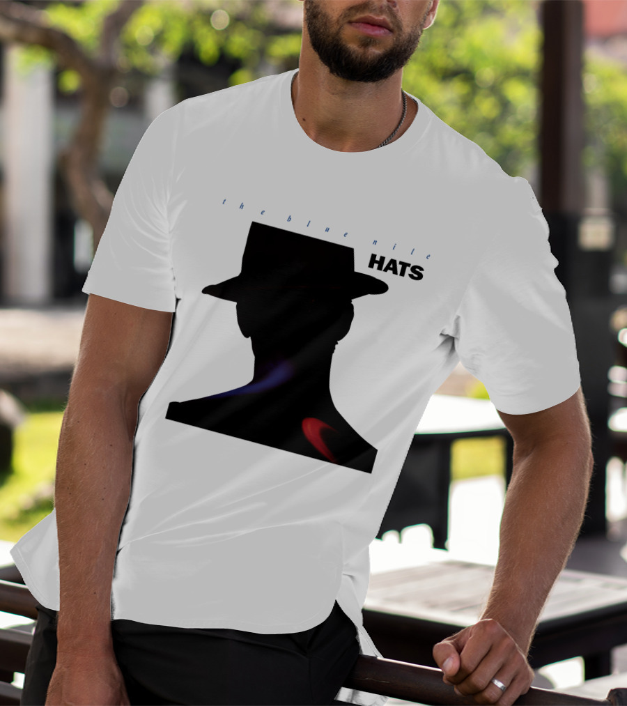 The Blue Nile Hats Silhouette With Hat In Black And Blue Accents T-Shirt