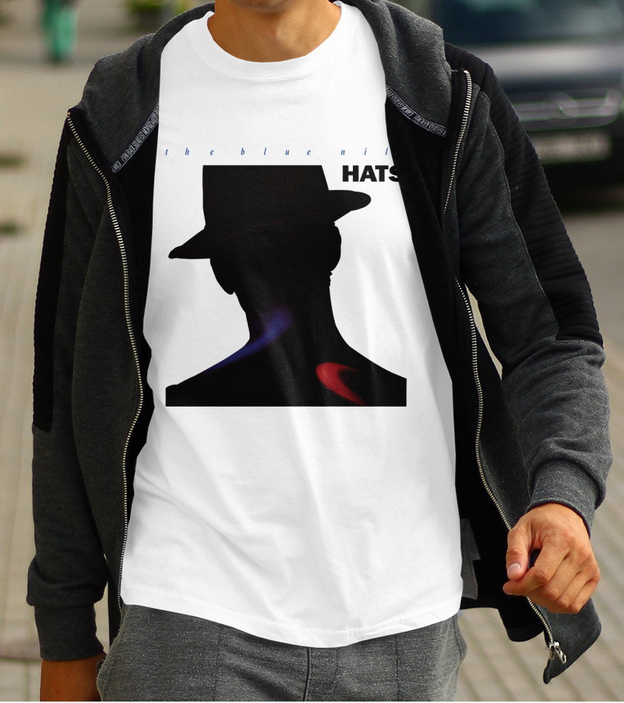 The Blue Nile Hats Silhouette With Hat In Black And Blue Accents T-Shirt