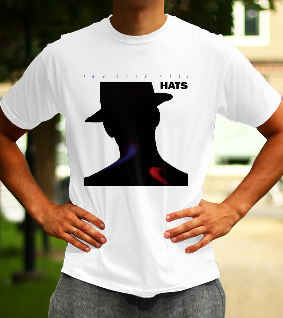 The Blue Nile Hats Silhouette With Hat In Black And Blue Accents T-Shirt