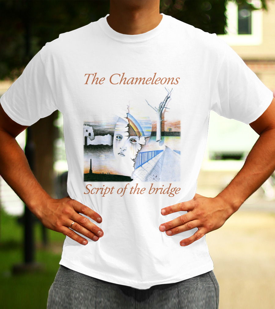 The Chameleons Script Of The Bridge Abstract Face And Landscape Art With Trees And Structures T-Shirt
