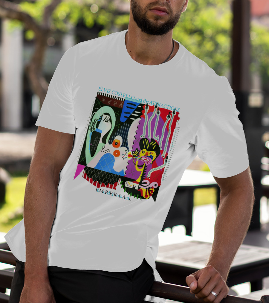Elvis Costello And The Attractions Ibmepderroioaml Imperial Bedroom Vibrant Abstract Artwork T-Shirt
