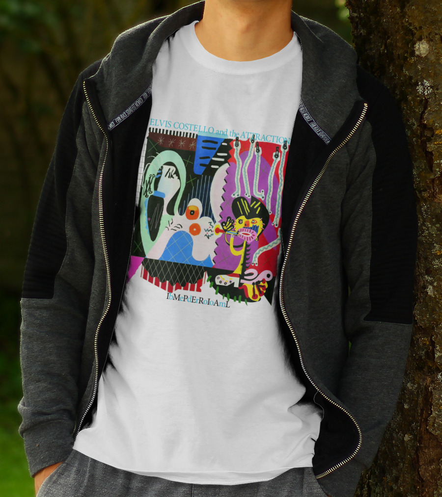 Elvis Costello And The Attractions Ibmepderroioaml Imperial Bedroom Vibrant Abstract Artwork T-Shirt