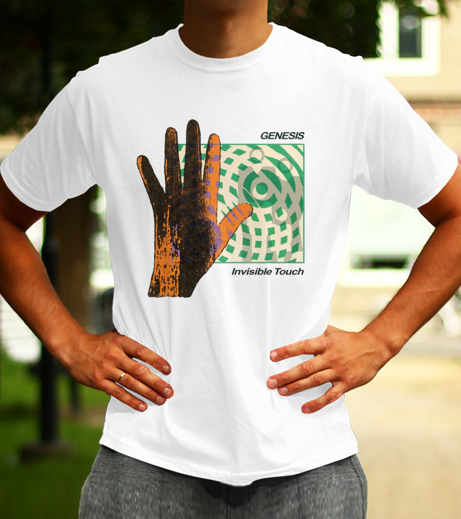 Genesis Invisible Touch Album Cover Art Hand Green T-Shirt