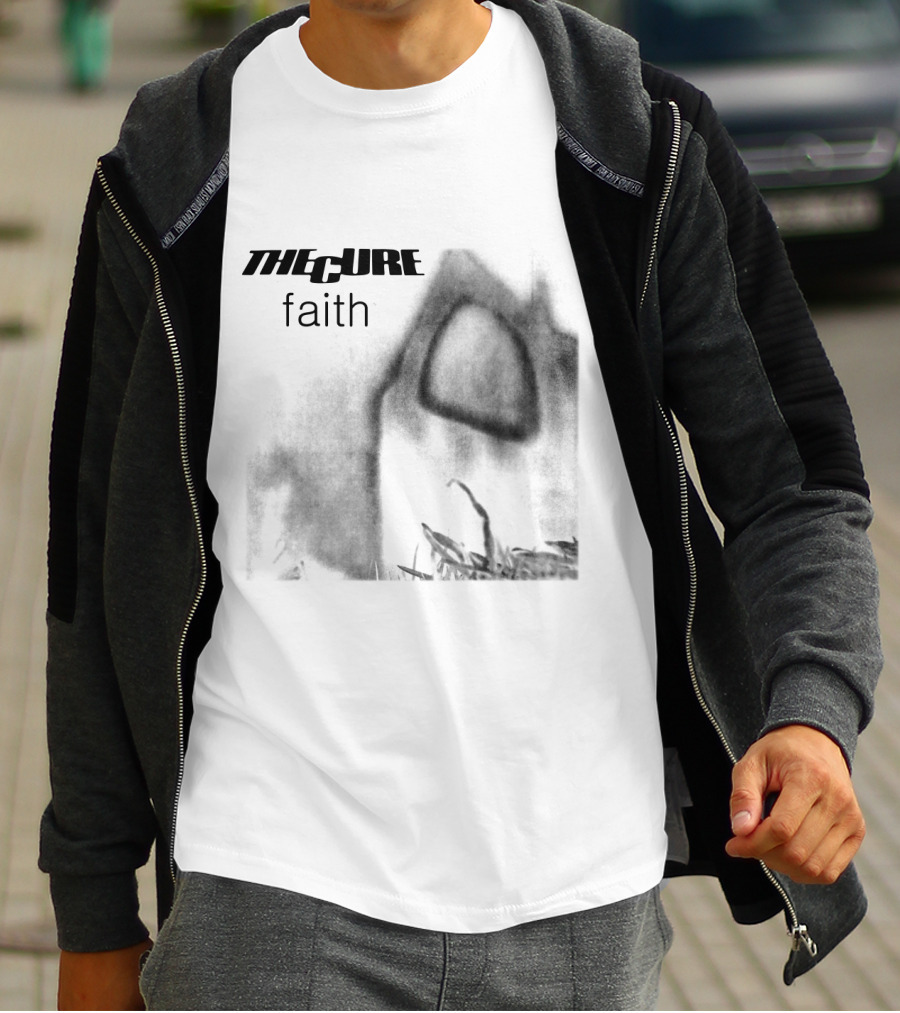 The Cure Faith Album Cover Black And White Gothic T-Shirt