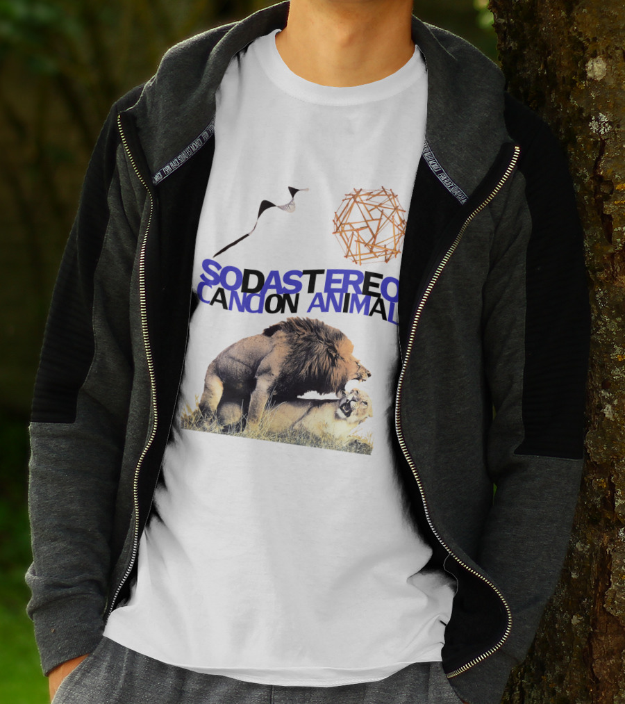 Soda Stereo Cancion Animal Lion Imagery With Geometric Sun T-Shirt