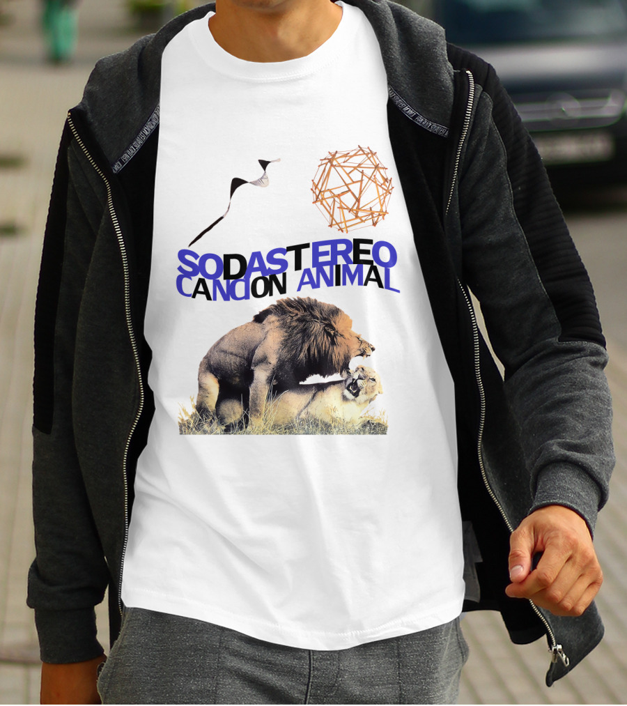 Soda Stereo Cancion Animal Lion Imagery With Geometric Sun T-Shirt