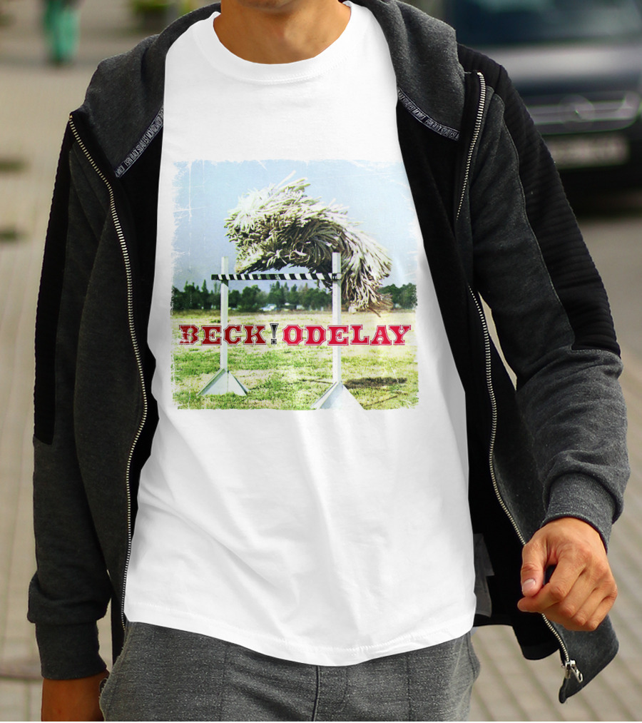 Beck Odelay Album Cover Dog Jumping Hurdle T-Shirt