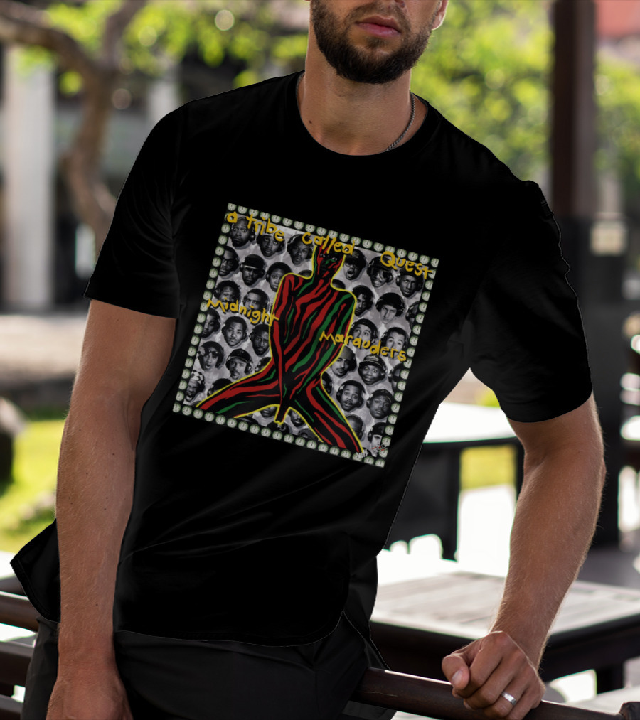 A Tribe Called Quest Midnight Marauders Stylized Figure And Black And White Portrait Collage T-Shirt