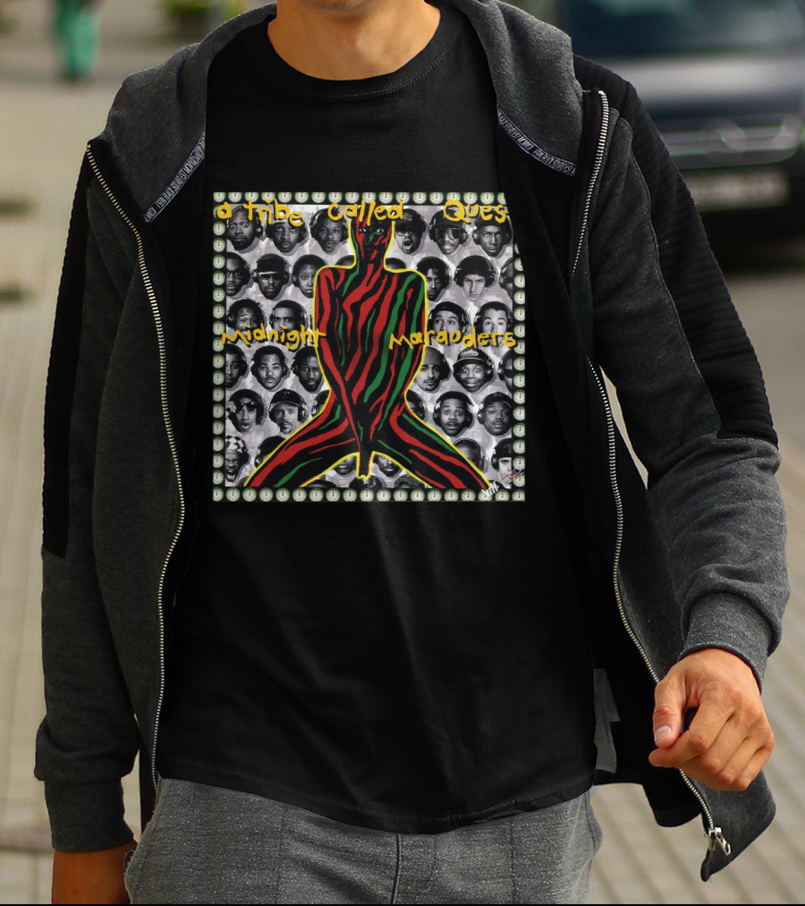 A Tribe Called Quest Midnight Marauders Stylized Figure And Black And White Portrait Collage T-Shirt