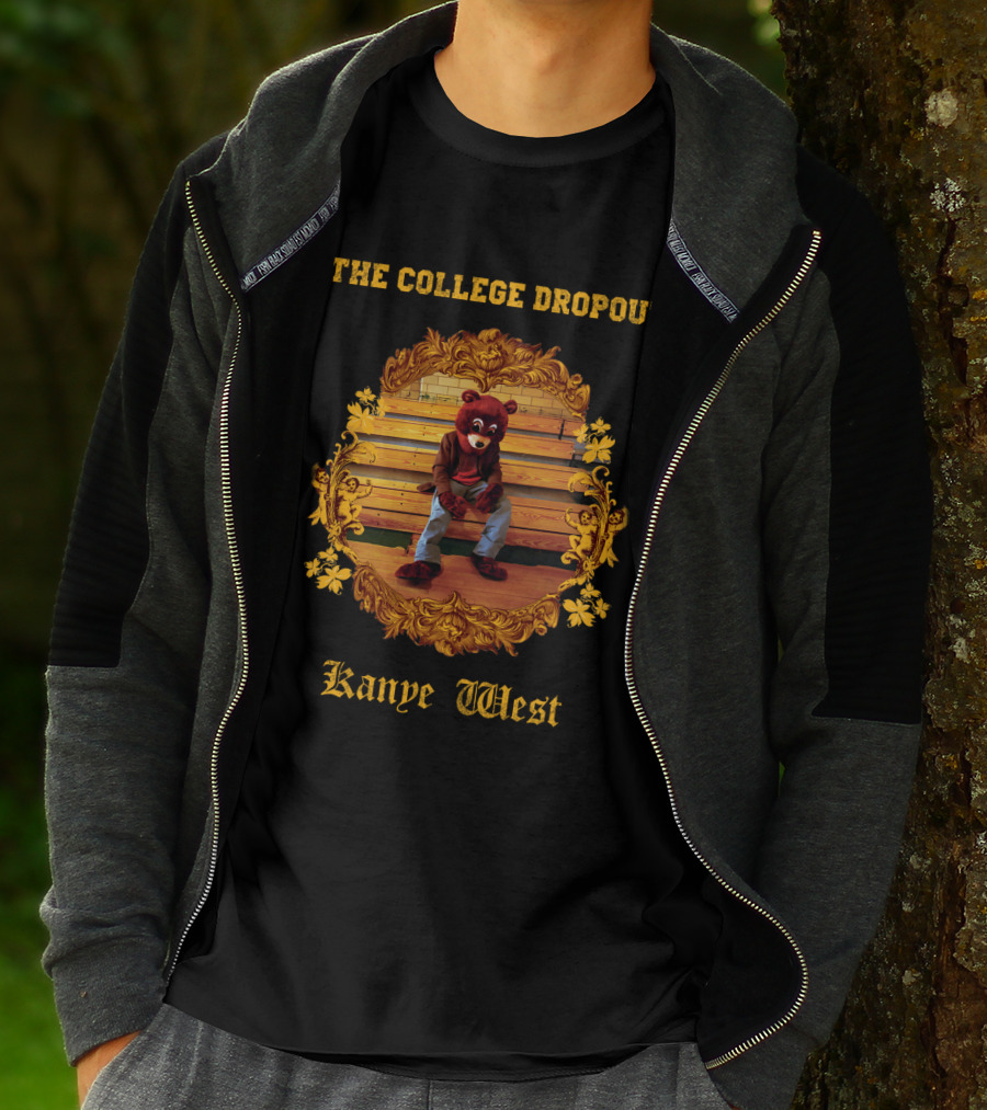 Kanye West The College Dropout Bear Bench Gold Frame T-Shirt