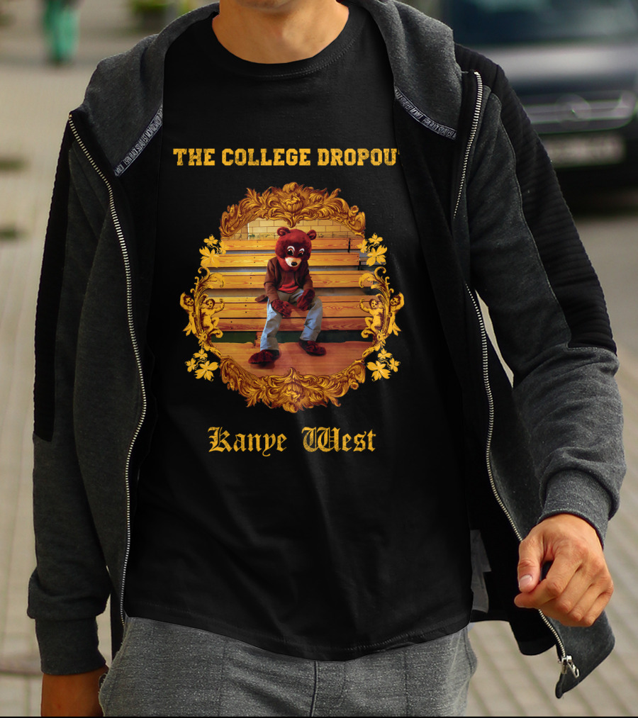 Kanye West The College Dropout Bear Bench Gold Frame T-Shirt