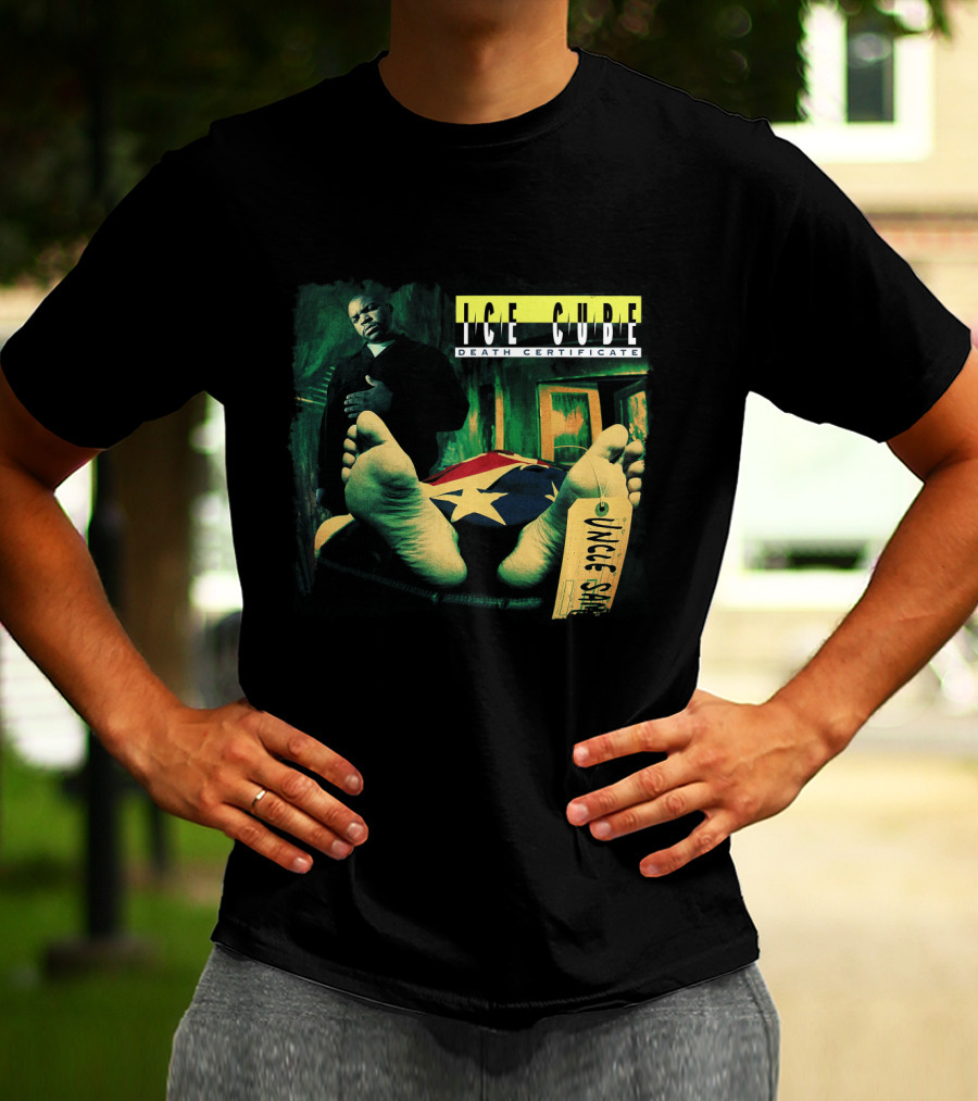 Ice Cube Death Certificate Feet Confederate Flag Uncle Sam Tags T-Shirt
