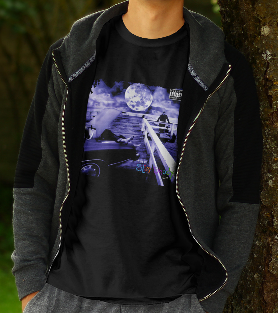 Eminem The Slim Shady LP Explicit Content Dark Purple Pier Moon T-Shirt