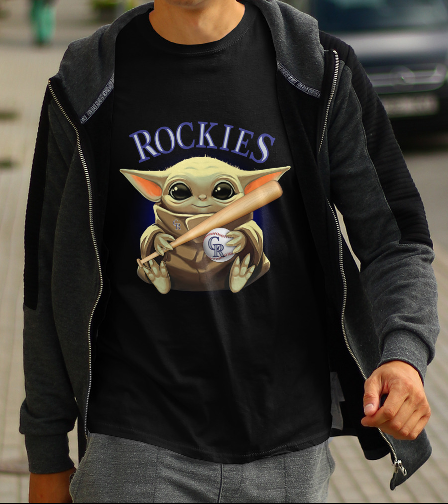Rockies Baseball Alien Creature Holding Bat And Ball T-Shirt