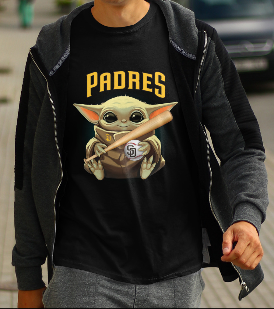 Padres Baby Yoda With Bat And Ball Sd T-Shirt