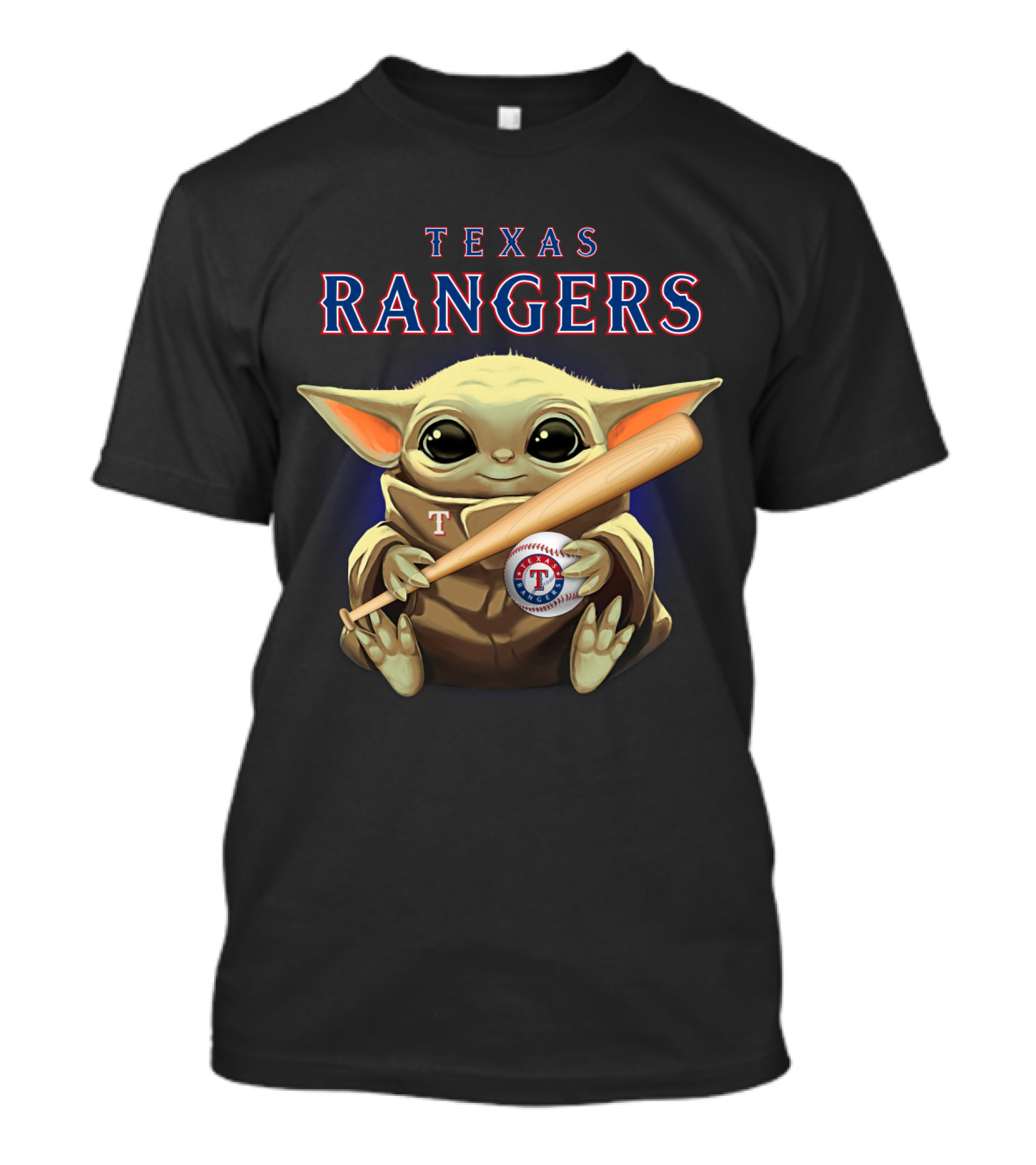 Texas Rangers Baby Yoda Baseball Bat T-Shirt