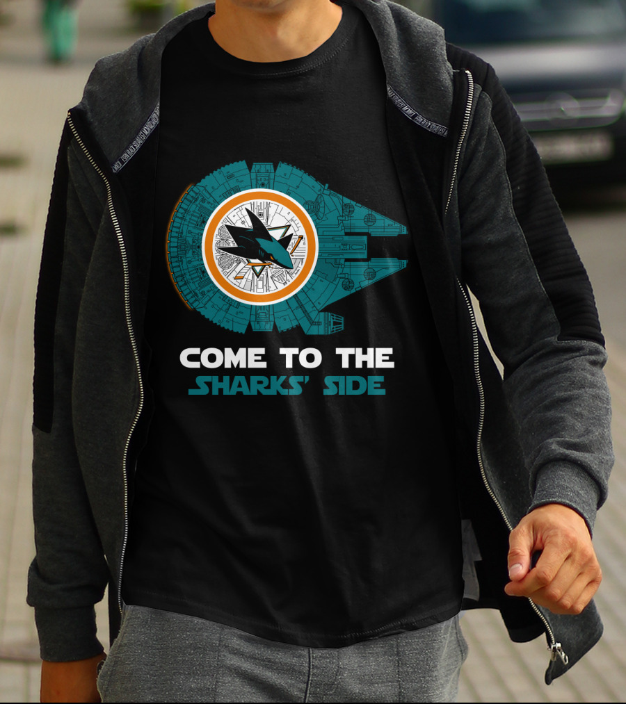Come To The Sharks' Side San Jose Sharks Millennium Falcon T-Shirt