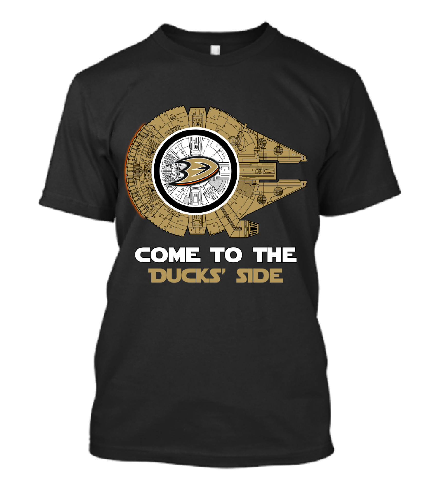 Anaheim Ducks Come To The Ducks' Side Millennium Falcon T-Shirt
