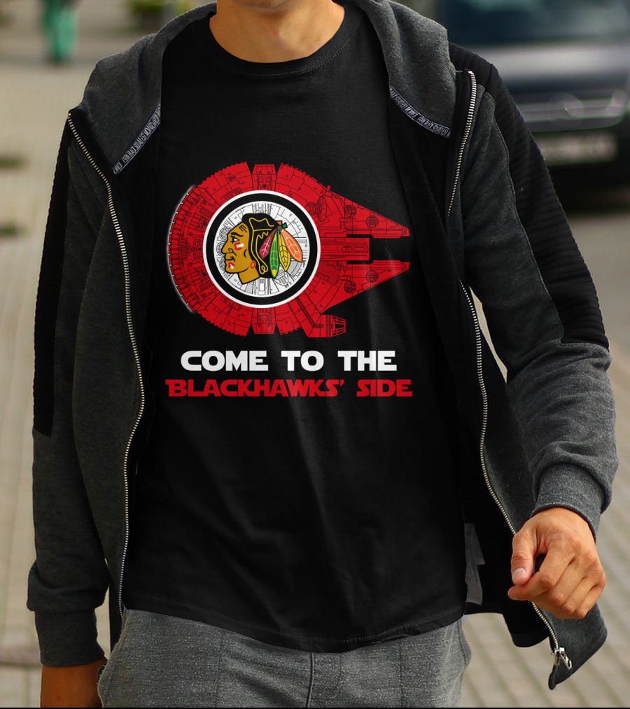 Come To The Blackhawks' Side Millennium Falcon Chicago Blackhawks T-Shirt