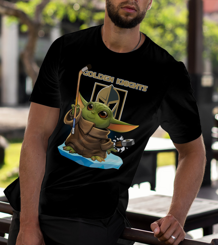 Baby Yoda Golden Knights Hockey T-Shirt