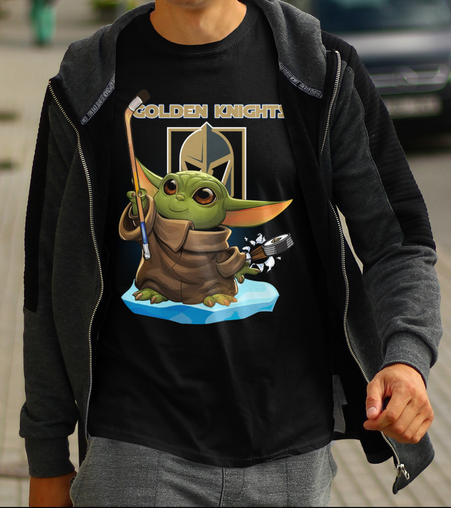 Baby Yoda Golden Knights Hockey T-Shirt