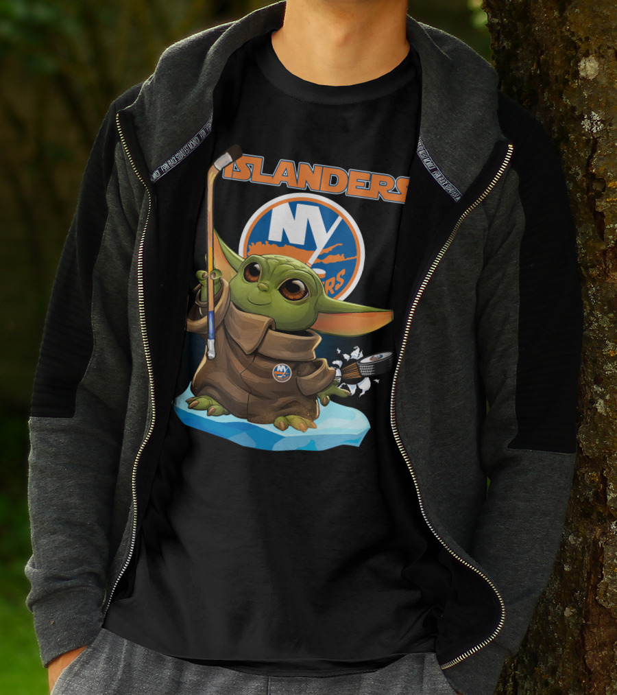 New York Islanders Baby Yoda NY NHL Hockey Puck T-Shirt
