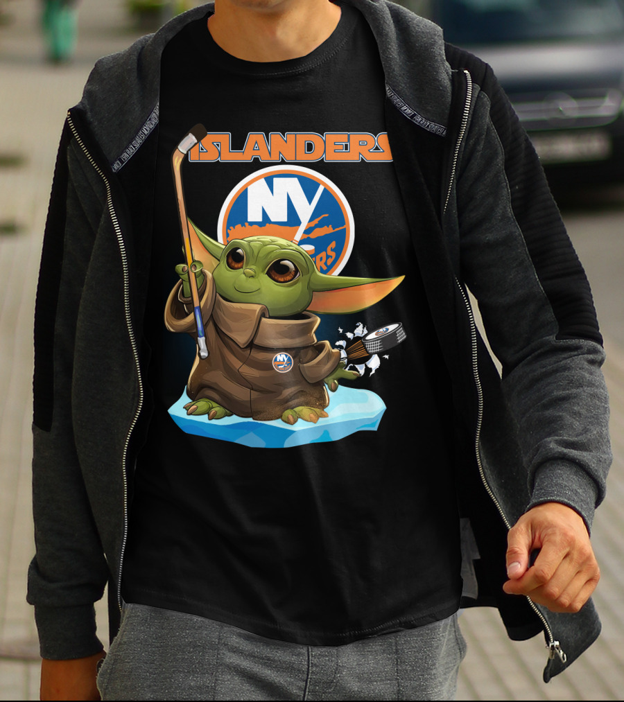 New York Islanders Baby Yoda NY NHL Hockey Puck T-Shirt