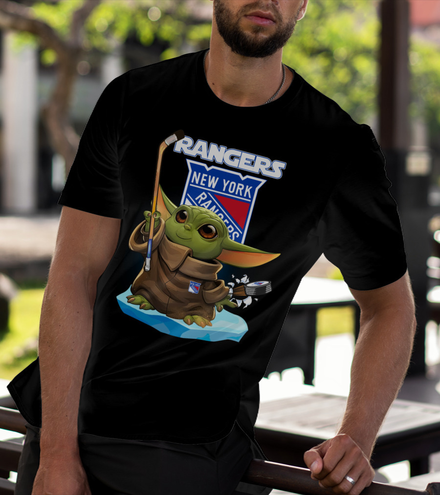 New York Rangers Baby Yoda Hockey NHL T-Shirt