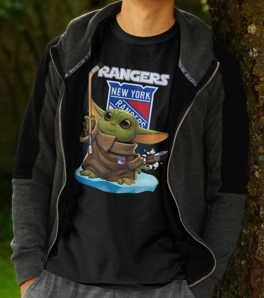 New York Rangers Baby Yoda Hockey NHL T-Shirt