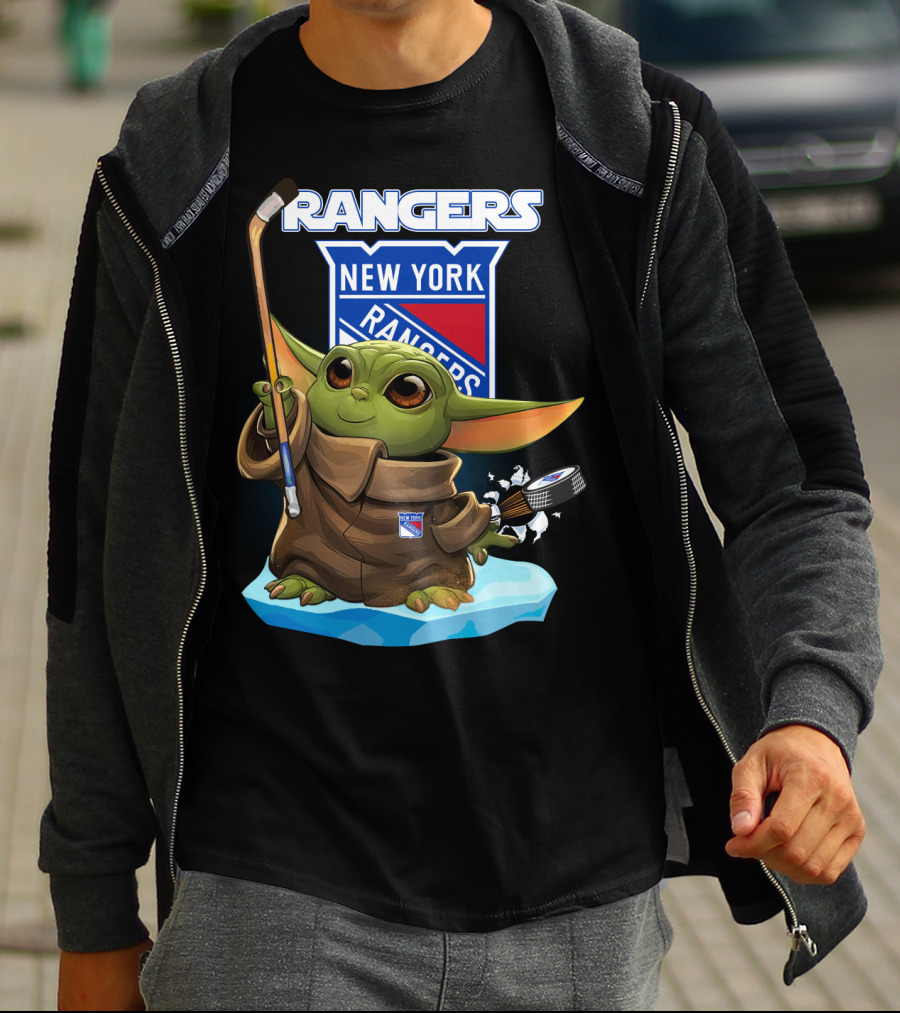 New York Rangers Baby Yoda Hockey NHL T-Shirt