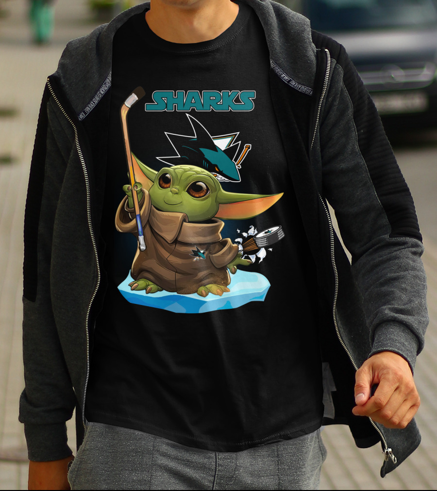 San Jose Sharks Baby Yoda NHL Hockey Fan T-Shirt