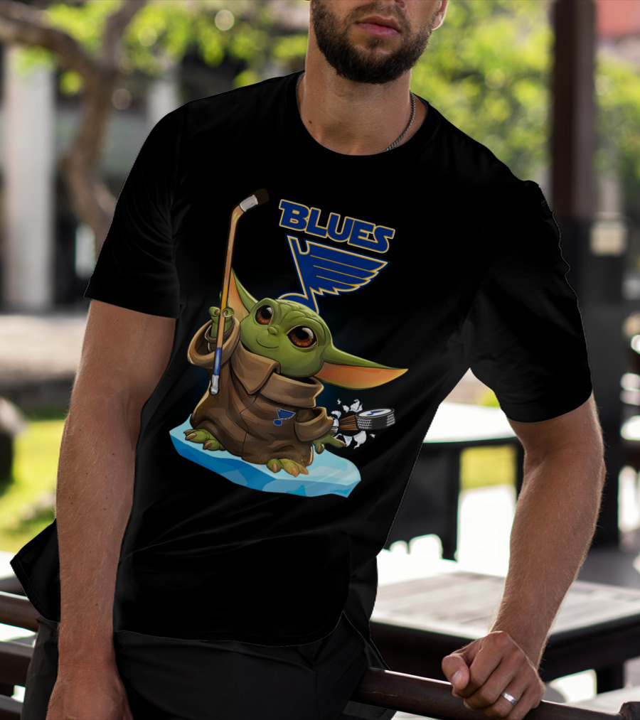 St Louis Blues Baby Yoda NHL Hockey Puck Star Wars Crossover T-Shirt