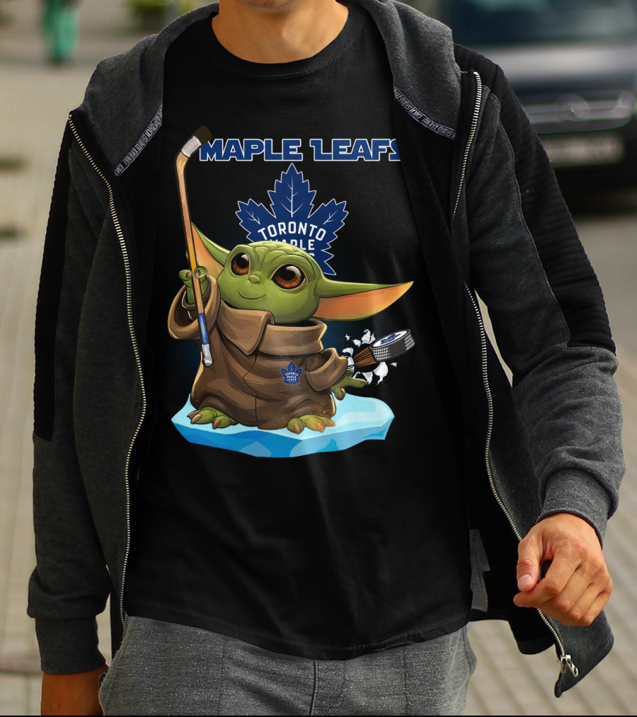 Toronto Maple Leafs Baby Yoda Hockey NHL Star Wars Crossover T-Shirt