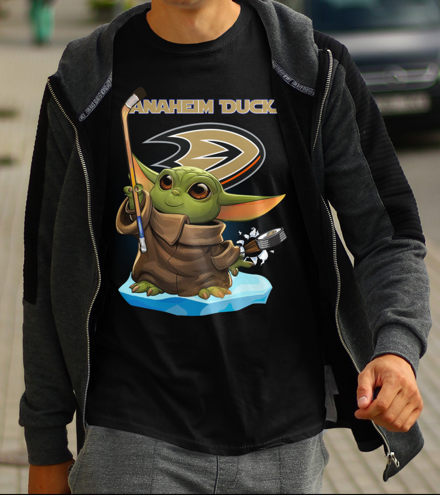 Anaheim Ducks Baby Yoda NHL Hockey Stick Puck T-Shirt