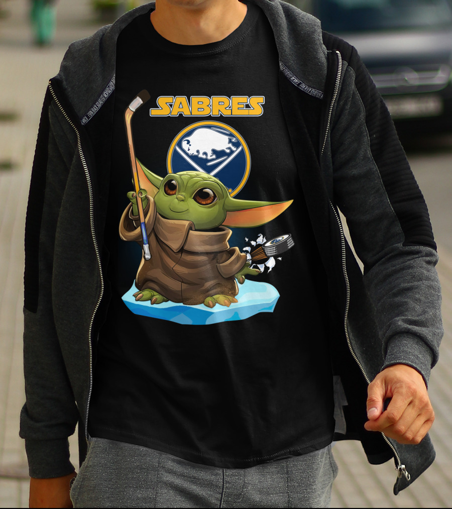 Buffalo Sabres Baby Yoda NHL Hockey Stick And Puck T-Shirt