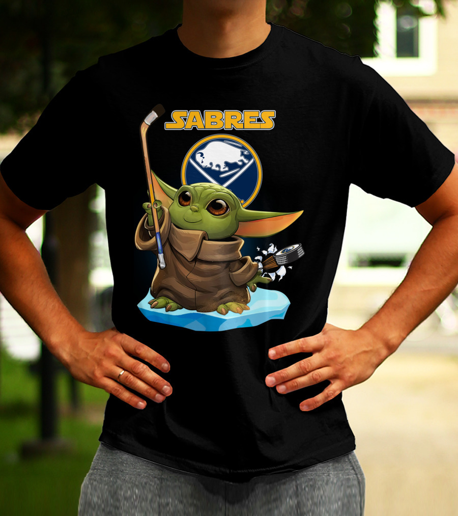 Buffalo Sabres Baby Yoda NHL Hockey Stick And Puck T-Shirt