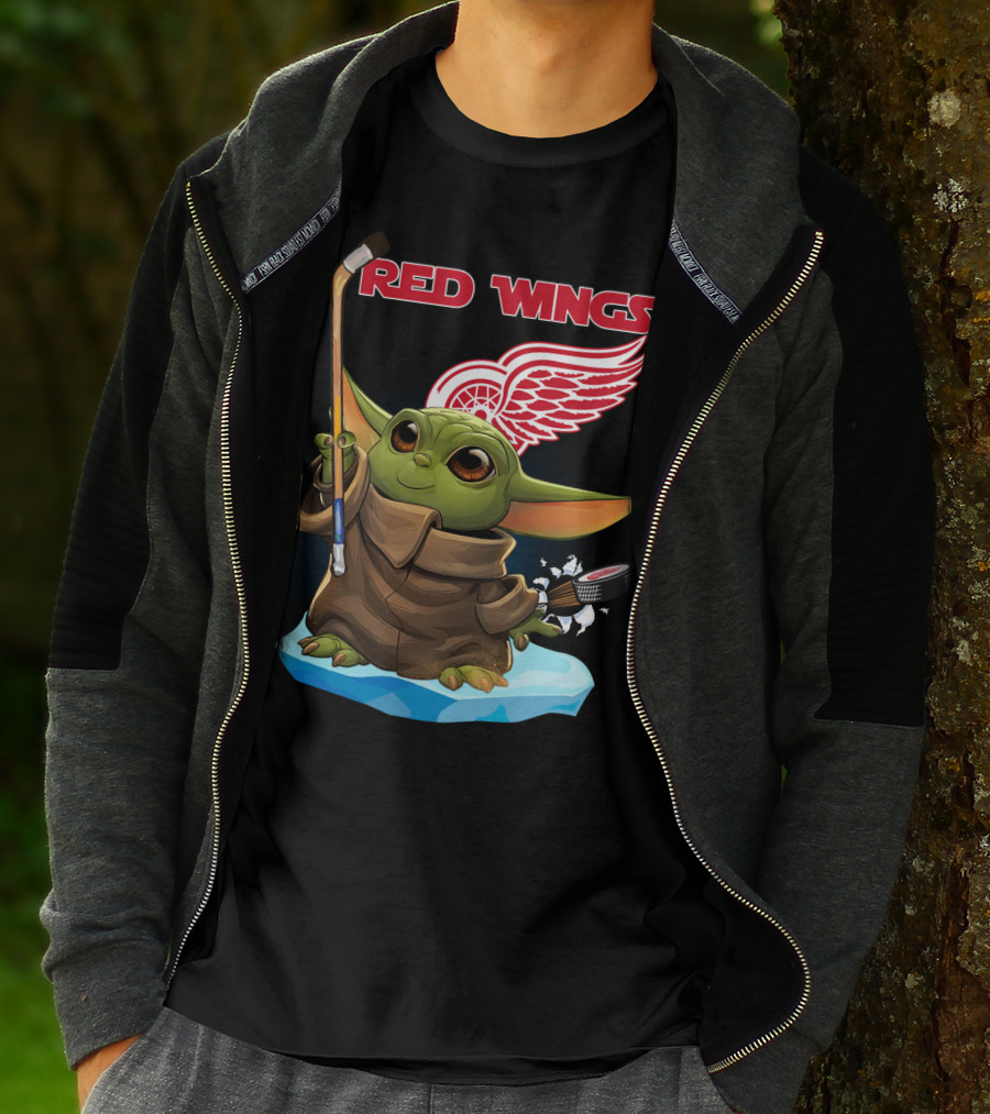 Detroit Red Wings Baby Yoda Hockey NHL T-Shirt