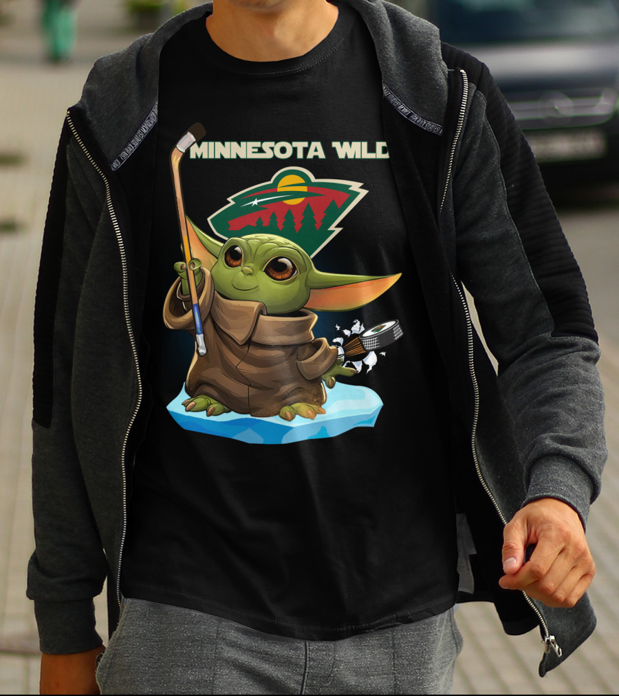 Minnesota Wild Baby Yoda Hockey NHL T-Shirt