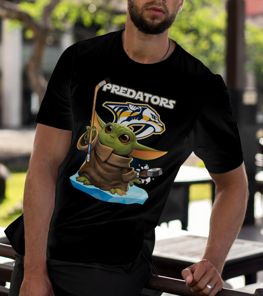 Nashville Predators Baby Yoda NHL Hockey Puck T-Shirt